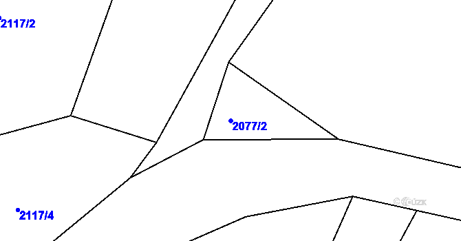 Parcela st. 2077/2 v KÚ Horní Stropnice, Katastrální mapa