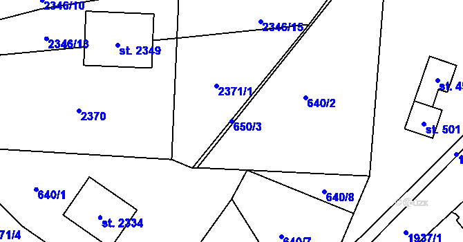 Parcela st. 650/3 v KÚ Horní Stropnice, Katastrální mapa