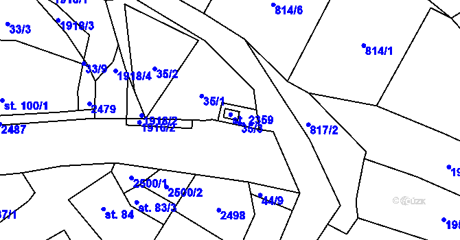 Parcela st. 35/3 v KÚ Horní Stropnice, Katastrální mapa