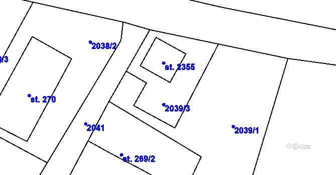 Parcela st. 2039/3 v KÚ Horní Stropnice, Katastrální mapa