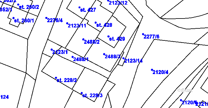Parcela st. 2488/3 v KÚ Horní Stropnice, Katastrální mapa