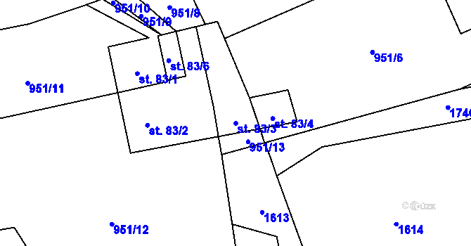 Parcela st. 83/3 v KÚ Staré Hutě u Horní Stropnice, Katastrální mapa
