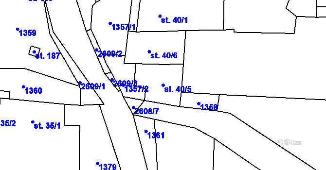 Parcela st. 40/5 v KÚ Svébohy, Katastrální mapa