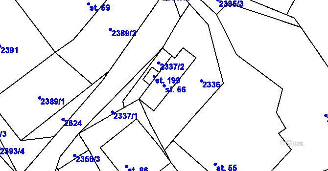 Parcela st. 56 v KÚ Svébohy, Katastrální mapa