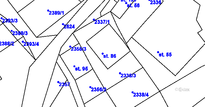 Parcela st. 86 v KÚ Svébohy, Katastrální mapa