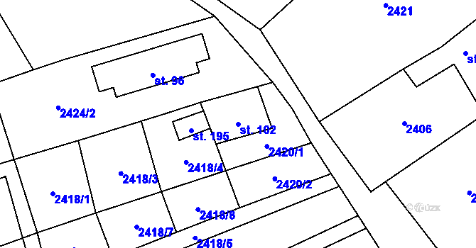 Parcela st. 102 v KÚ Svébohy, Katastrální mapa
