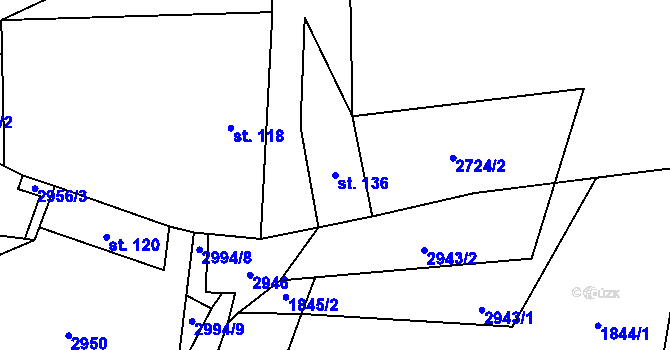 Parcela st. 136 v KÚ Svébohy, Katastrální mapa