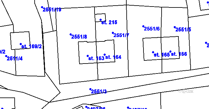 Parcela st. 164 v KÚ Svébohy, Katastrální mapa
