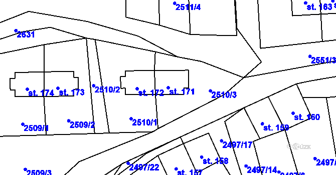 Parcela st. 171 v KÚ Svébohy, Katastrální mapa
