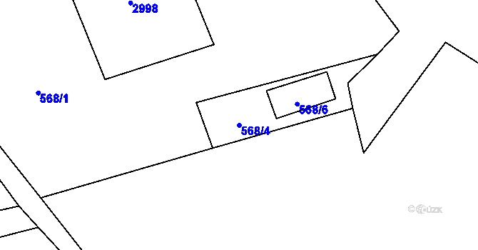 Parcela st. 568/4 v KÚ Svébohy, Katastrální mapa
