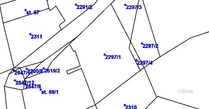 Parcela st. 2297/1 v KÚ Svébohy, Katastrální mapa