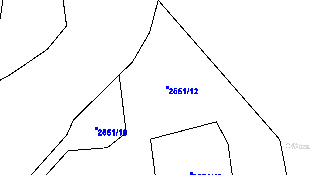 Parcela st. 2551/12 v KÚ Svébohy, Katastrální mapa