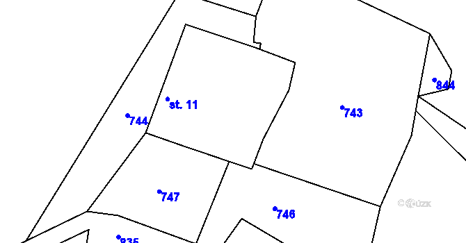 Parcela st. 11 v KÚ Šejby, Katastrální mapa