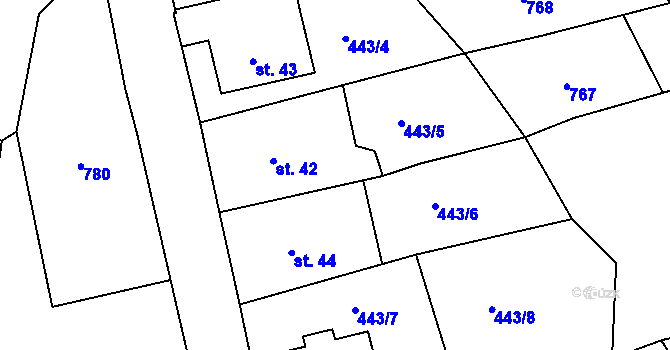 Parcela st. 42 v KÚ Šejby, Katastrální mapa