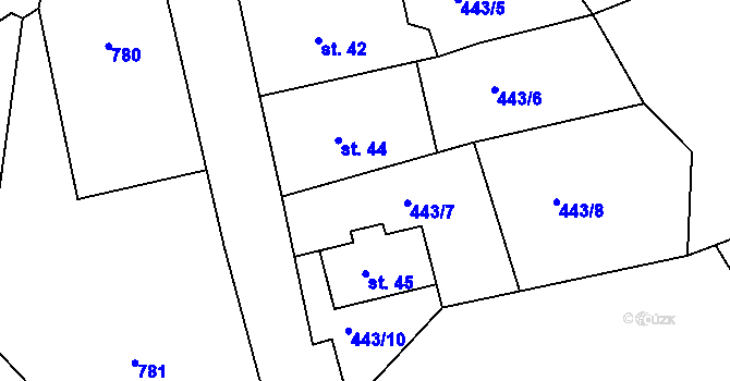 Parcela st. 44 v KÚ Šejby, Katastrální mapa