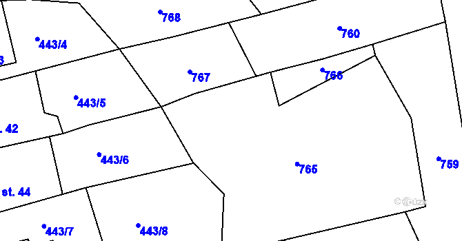 Parcela st. 434/3 v KÚ Šejby, Katastrální mapa