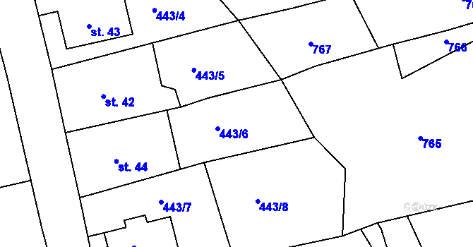 Parcela st. 443/6 v KÚ Šejby, Katastrální mapa