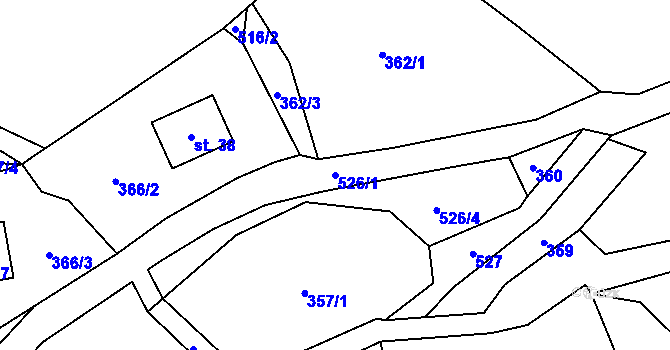 Parcela st. 526/1 v KÚ Paseky u Horní Stropnice, Katastrální mapa