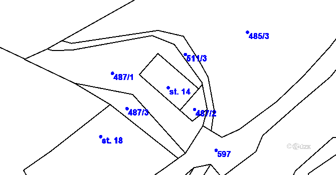 Parcela st. 14 v KÚ Paseky u Horní Stropnice, Katastrální mapa