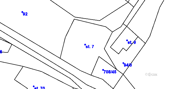 Parcela st. 7 v KÚ Horní Studenec, Katastrální mapa
