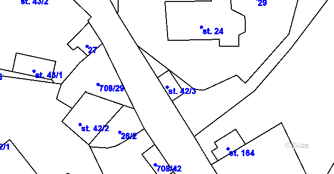 Parcela st. 42/3 v KÚ Horní Studenec, Katastrální mapa