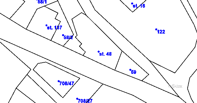 Parcela st. 48 v KÚ Horní Studenec, Katastrální mapa