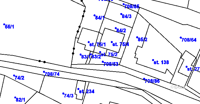 Parcela st. 75/2 v KÚ Horní Studenec, Katastrální mapa