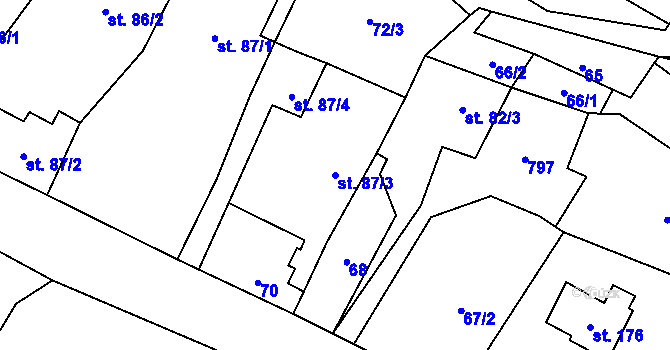 Parcela st. 87/3 v KÚ Horní Studenec, Katastrální mapa