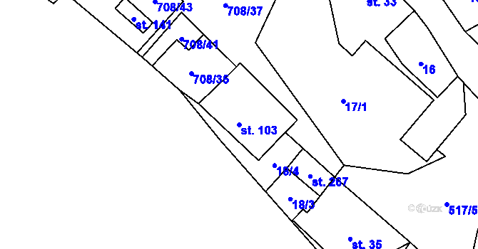 Parcela st. 103 v KÚ Horní Studenec, Katastrální mapa