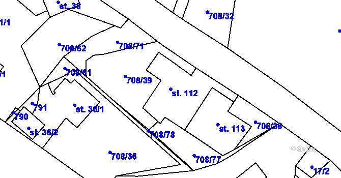 Parcela st. 112 v KÚ Horní Studenec, Katastrální mapa