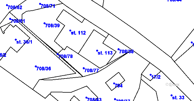 Parcela st. 113 v KÚ Horní Studenec, Katastrální mapa