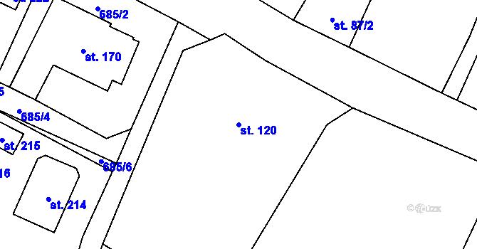 Parcela st. 120 v KÚ Horní Studenec, Katastrální mapa