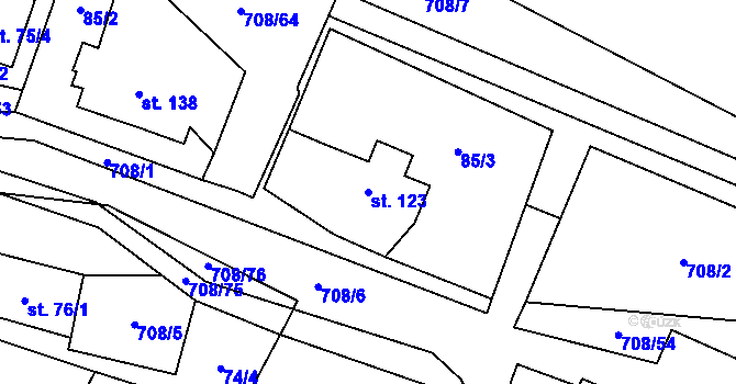 Parcela st. 123 v KÚ Horní Studenec, Katastrální mapa