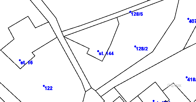 Parcela st. 144 v KÚ Horní Studenec, Katastrální mapa