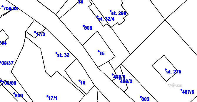 Parcela st. 15 v KÚ Horní Studenec, Katastrální mapa