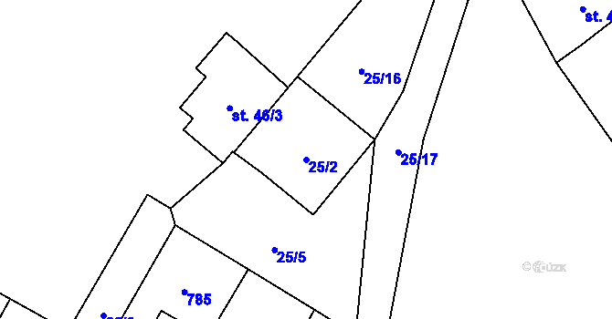 Parcela st. 25/2 v KÚ Horní Studenec, Katastrální mapa