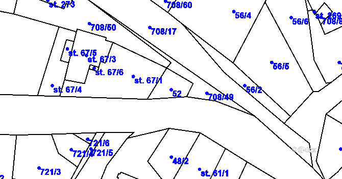 Parcela st. 52 v KÚ Horní Studenec, Katastrální mapa
