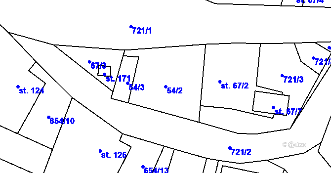 Parcela st. 54/2 v KÚ Horní Studenec, Katastrální mapa