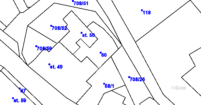 Parcela st. 60 v KÚ Horní Studenec, Katastrální mapa