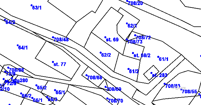 Parcela st. 62/2 v KÚ Horní Studenec, Katastrální mapa