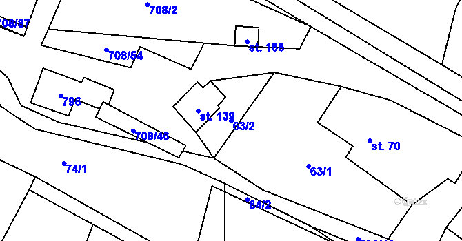 Parcela st. 63/2 v KÚ Horní Studenec, Katastrální mapa