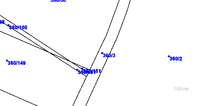 Parcela st. 360/3 v KÚ Horní Studenec, Katastrální mapa