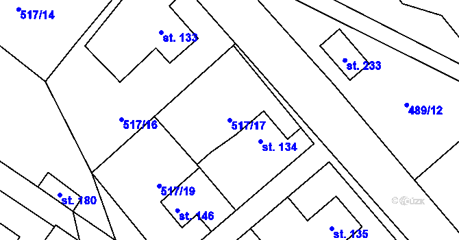 Parcela st. 517/17 v KÚ Horní Studenec, Katastrální mapa