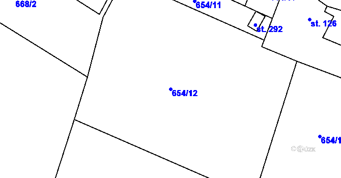 Parcela st. 654/12 v KÚ Horní Studenec, Katastrální mapa