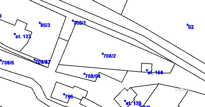 Parcela st. 708/2 v KÚ Horní Studenec, Katastrální mapa