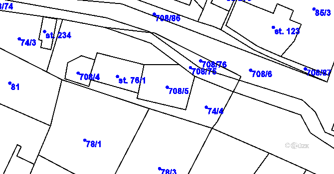 Parcela st. 708/5 v KÚ Horní Studenec, Katastrální mapa