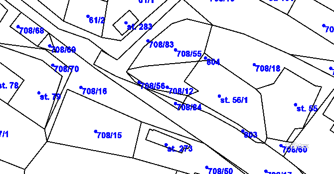 Parcela st. 708/12 v KÚ Horní Studenec, Katastrální mapa