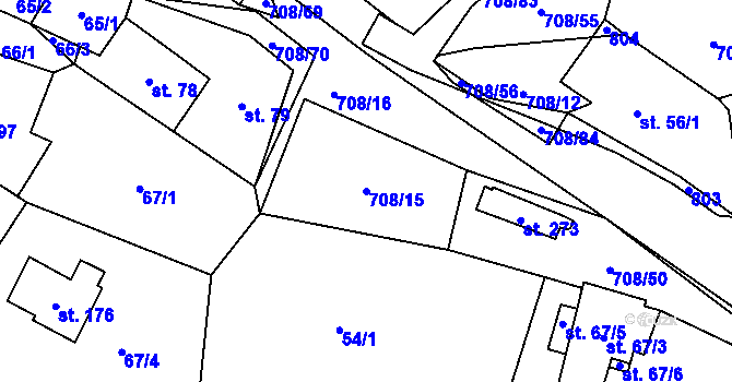 Parcela st. 708/15 v KÚ Horní Studenec, Katastrální mapa