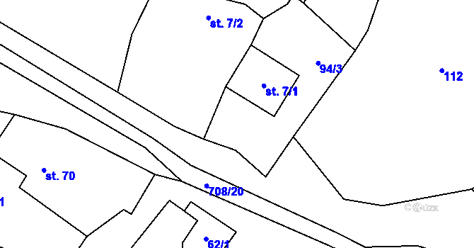 Parcela st. 708/45 v KÚ Horní Studenec, Katastrální mapa