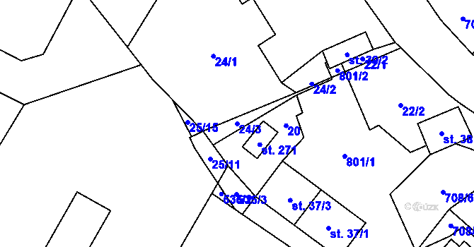 Parcela st. 24/3 v KÚ Horní Studenec, Katastrální mapa